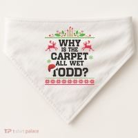 Why Is The Carpet All Wet, TODD Ugly Christmas Sweater USA-Made Doggie Bandana thumb 0