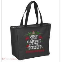 Why Is The Carpet All Wet Todd Funny Ugly Christmas Tote Bag thumb 2