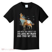 Wolf Into The Forest I Go To Lose My Mind And Find My Soul Kids T-Shirt thumb 0