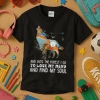 Wolf Into The Forest I Go To Lose My Mind And Find My Soul Kids T-Shirt thumb 3