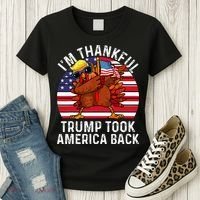 Winner IM Thankful Trump Won Took America Back Thanksgiving Women's T-Shirt thumb 3