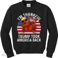 Winner IM Thankful Trump Won Took America Back Thanksgiving Kids Sweatshirt thumb 0
