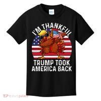 Winner IM Thankful Trump Won Took America Back Thanksgiving Kids T-Shirt thumb 0