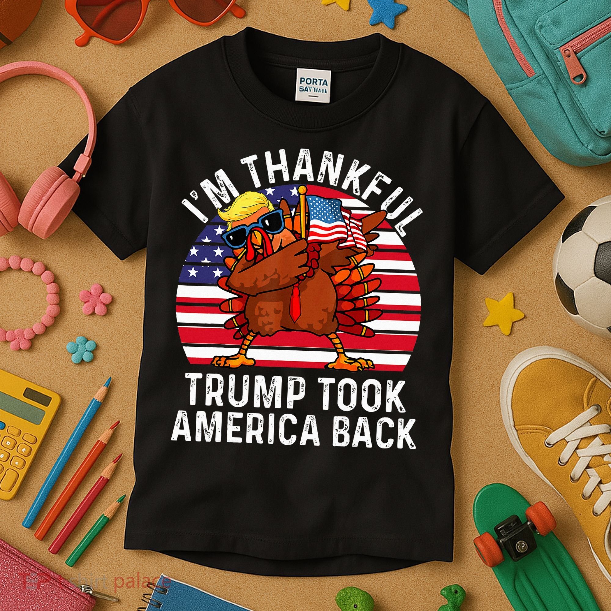 Winner IM Thankful Trump Won Took America Back Thanksgiving Kids T-Shirt
