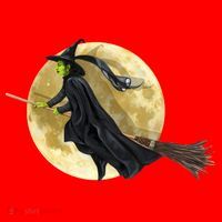 Witch and The Moon Santa Hat thumb 1