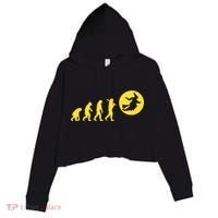 Witch Evolution Funny Halloween Crop Fleece Hoodie thumb 0