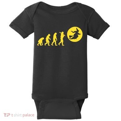 Witch Evolution Funny Halloween Baby Bodysuit