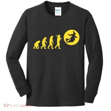 Witch Evolution Funny Halloween Kids Long Sleeve Shirt