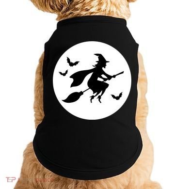 Witch Flying Over Moon Halloween Doggie Tank