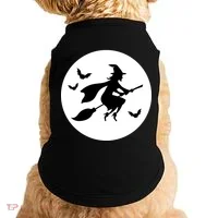 Witch Flying Over Moon Halloween Doggie Tank thumb 0