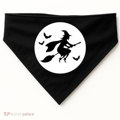 Witch Flying Over Moon Halloween USA-Made Doggie Bandana