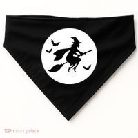 Witch Flying Over Moon Halloween USA-Made Doggie Bandana thumb 0