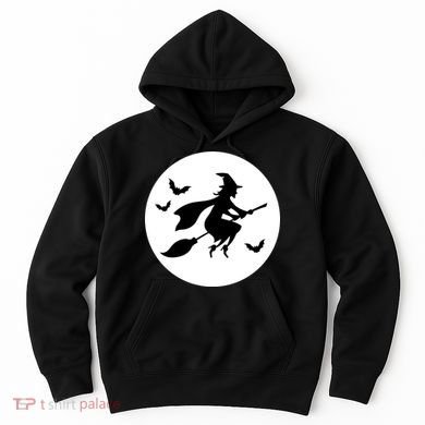 Witch Flying Over Moon Halloween Hoodie