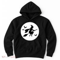 Witch Flying Over Moon Halloween Hoodie thumb 0