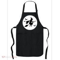 Witch Flying Over Moon Halloween Apron thumb 0