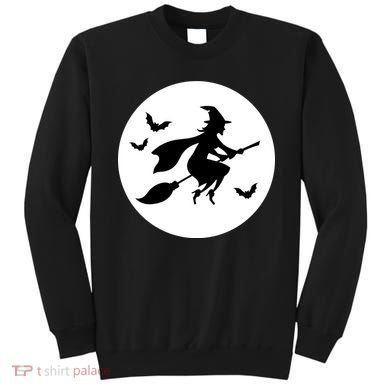 Witch Flying Over Moon Halloween Sweatshirt