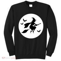 Witch Flying Over Moon Halloween Sweatshirt thumb 0
