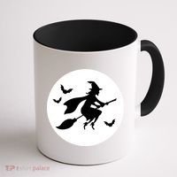 Witch Flying Over Moon Halloween Coffee Mug thumb 1