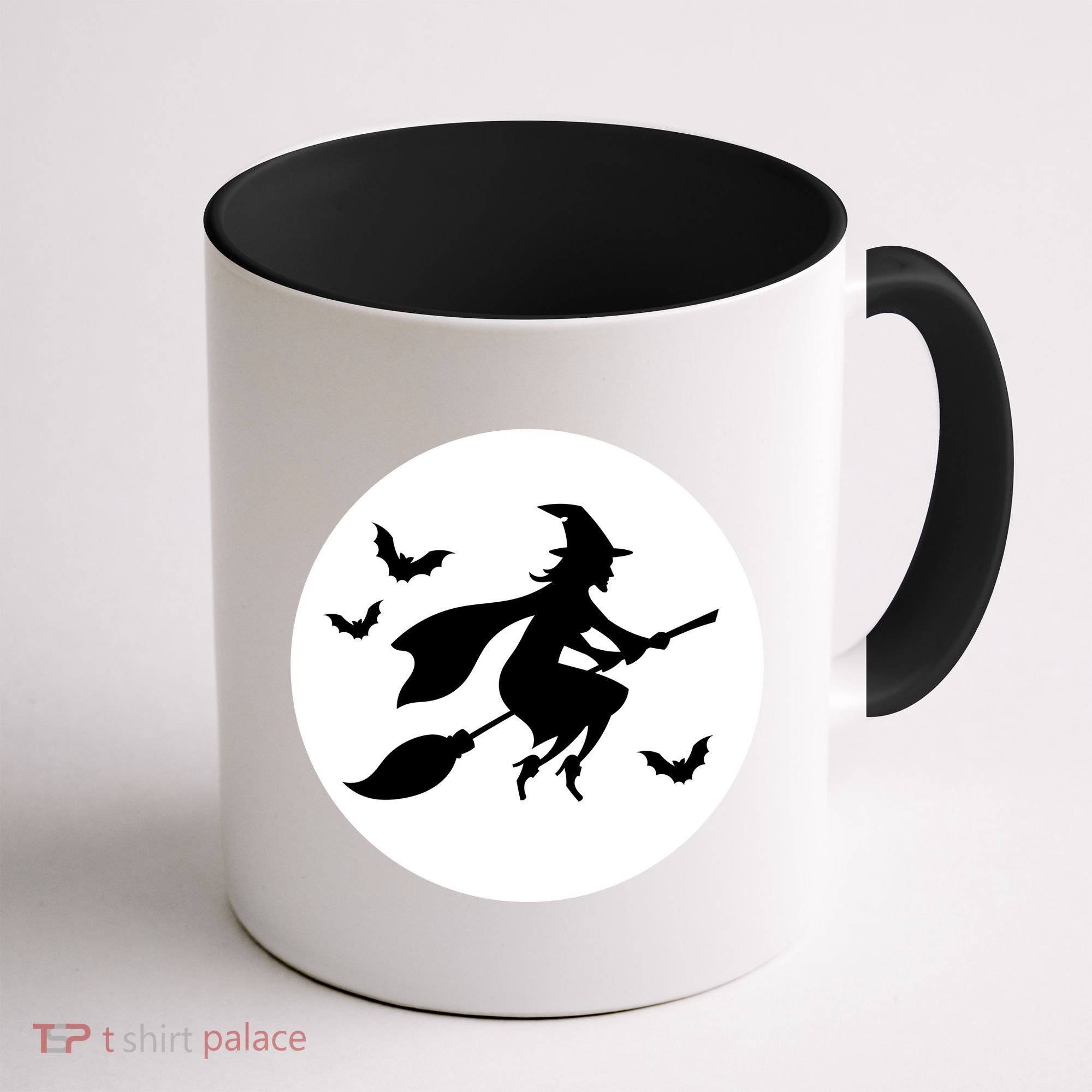 Witch Flying Over Moon Halloween Coffee Mug