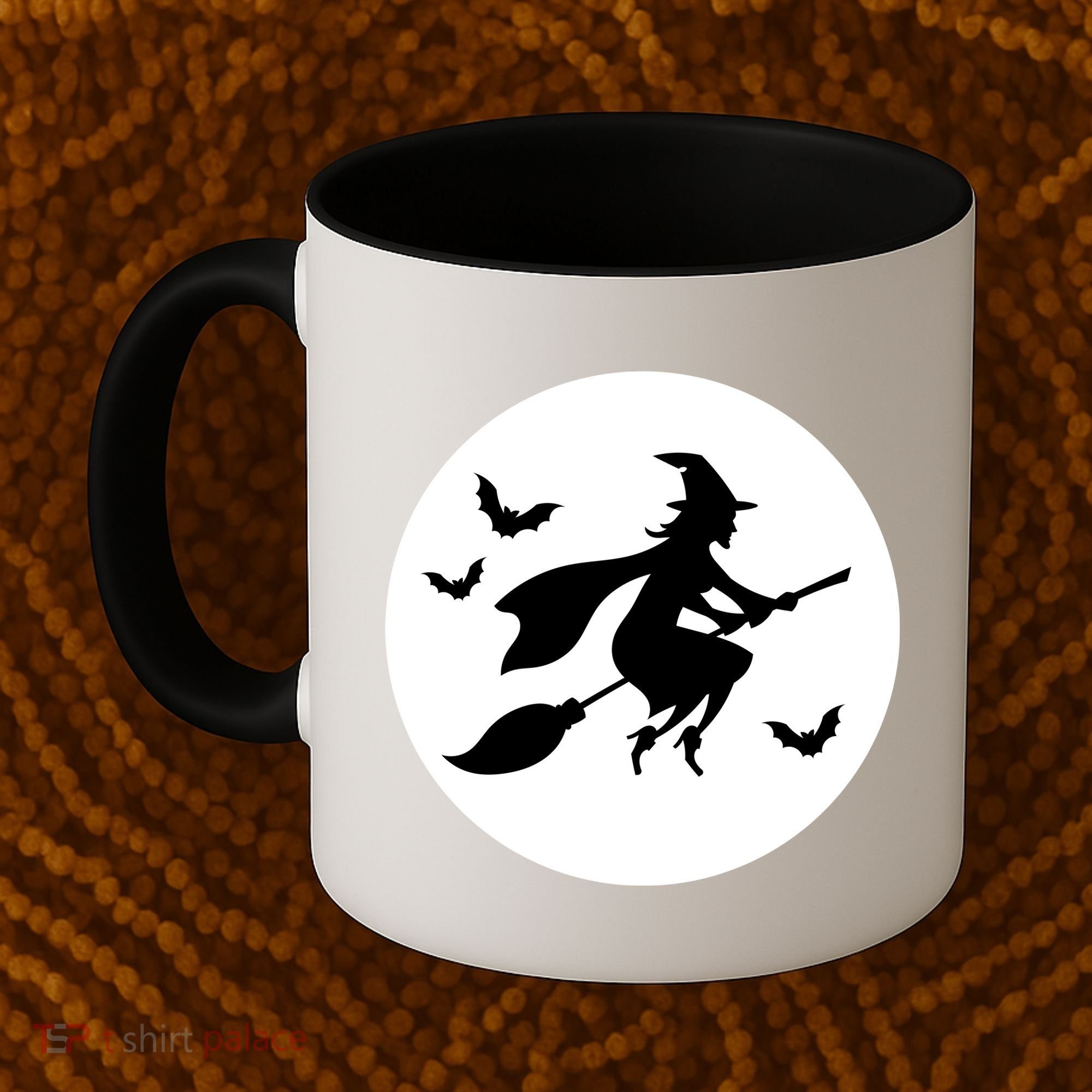 Witch Flying Over Moon Halloween Coffee Mug