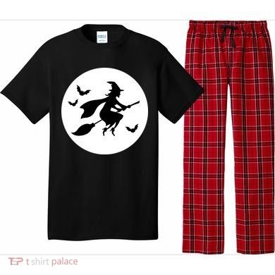 Witch Flying Over Moon Halloween Pajama Set