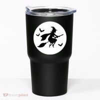 Witch Flying Over Moon Halloween Tumbler thumb 0
