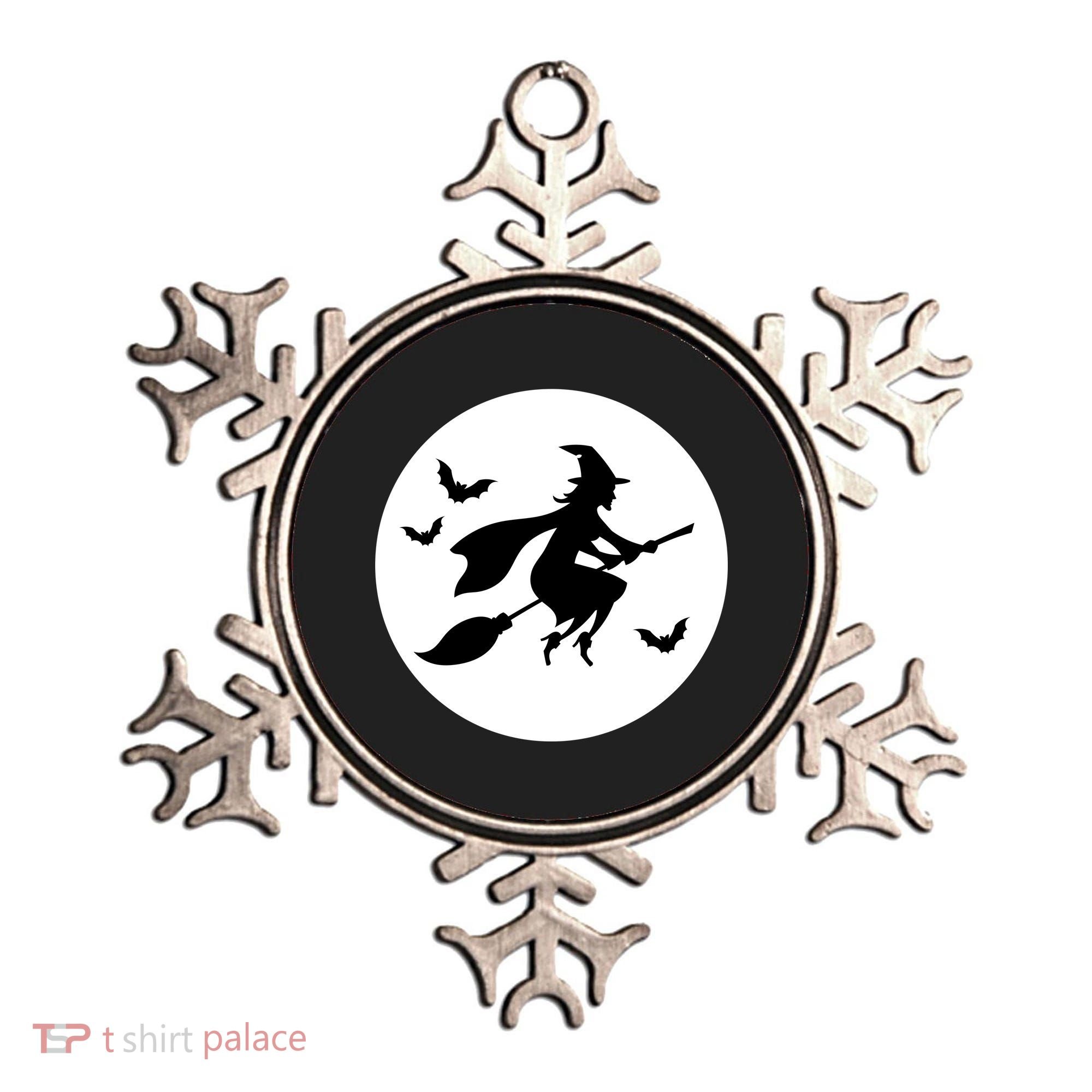 Witch Flying Over Moon Halloween Ornament