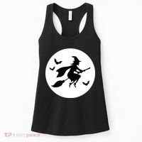 Witch Flying Over Moon Halloween Women's Tank Top thumb 0