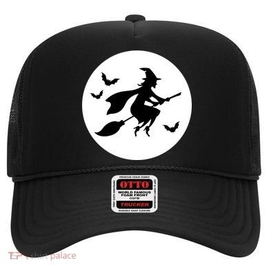 Witch Flying Over Moon Halloween Hat