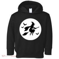 Witch Flying Over Moon Halloween Toddler Hoodie thumb 0