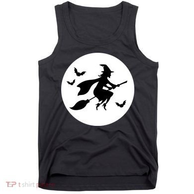 Witch Flying Over Moon Halloween Tank Top