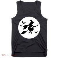 Witch Flying Over Moon Halloween Tank Top thumb 0
