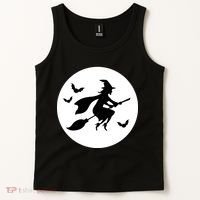 Witch Flying Over Moon Halloween Tank Top thumb 2