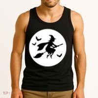 Witch Flying Over Moon Halloween Tank Top thumb 3