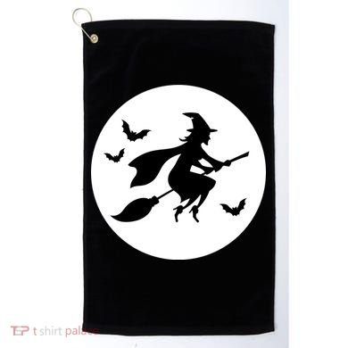 Witch Flying Over Moon Halloween Golf Towel