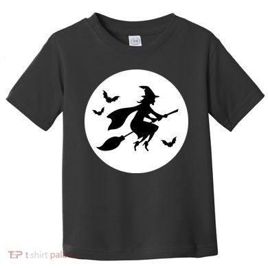 Witch Flying Over Moon Halloween Toddler T-Shirt