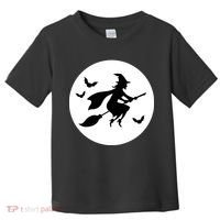 Witch Flying Over Moon Halloween Toddler T-Shirt thumb 0