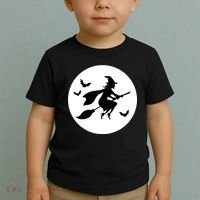 Witch Flying Over Moon Halloween Toddler T-Shirt thumb 2