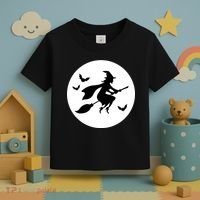 Witch Flying Over Moon Halloween Toddler T-Shirt thumb 3