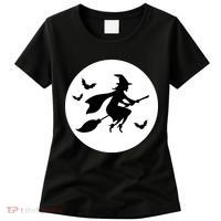 Witch Flying Over Moon Halloween Women's T-Shirt thumb 0