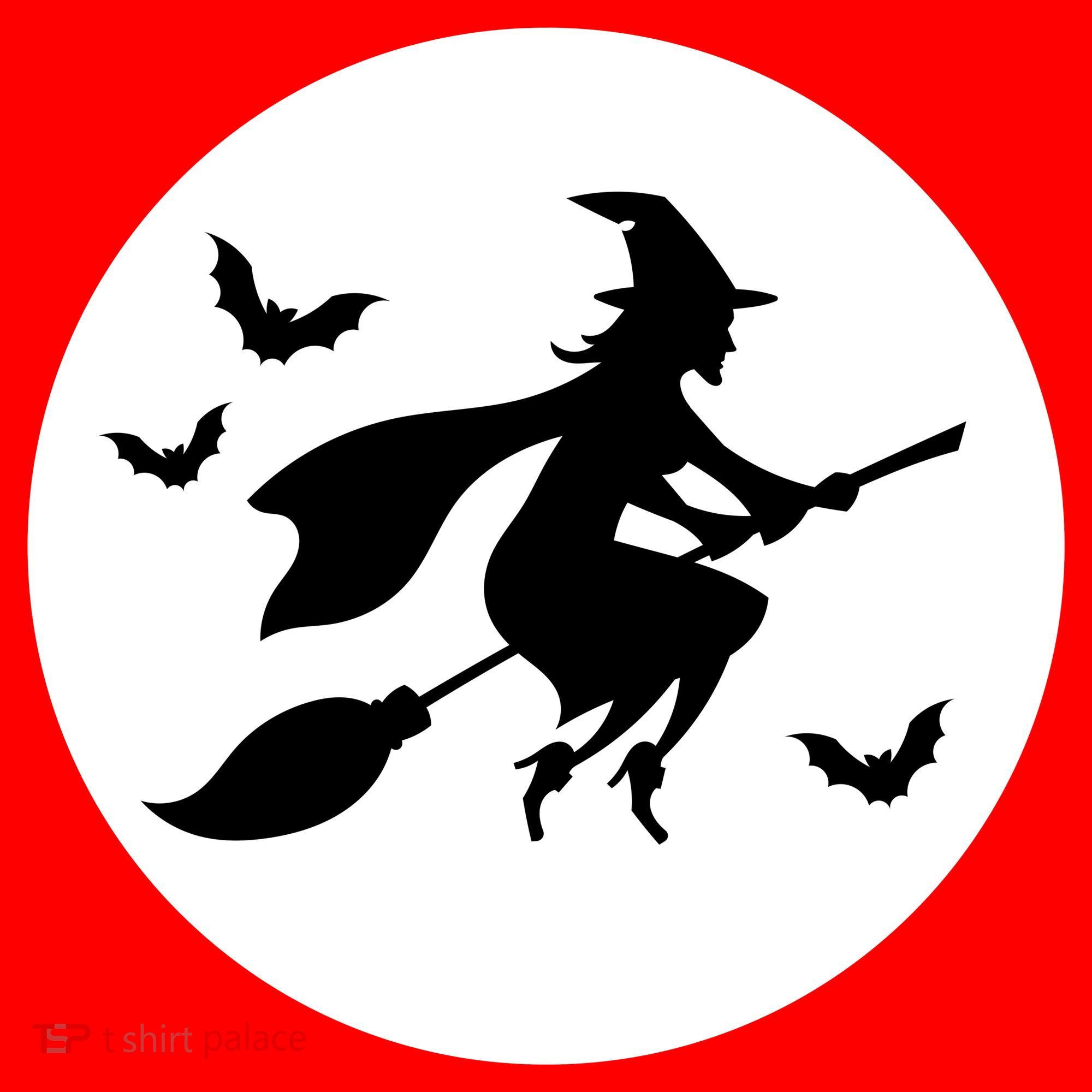 Witch Flying Over Moon Halloween Santa Hat