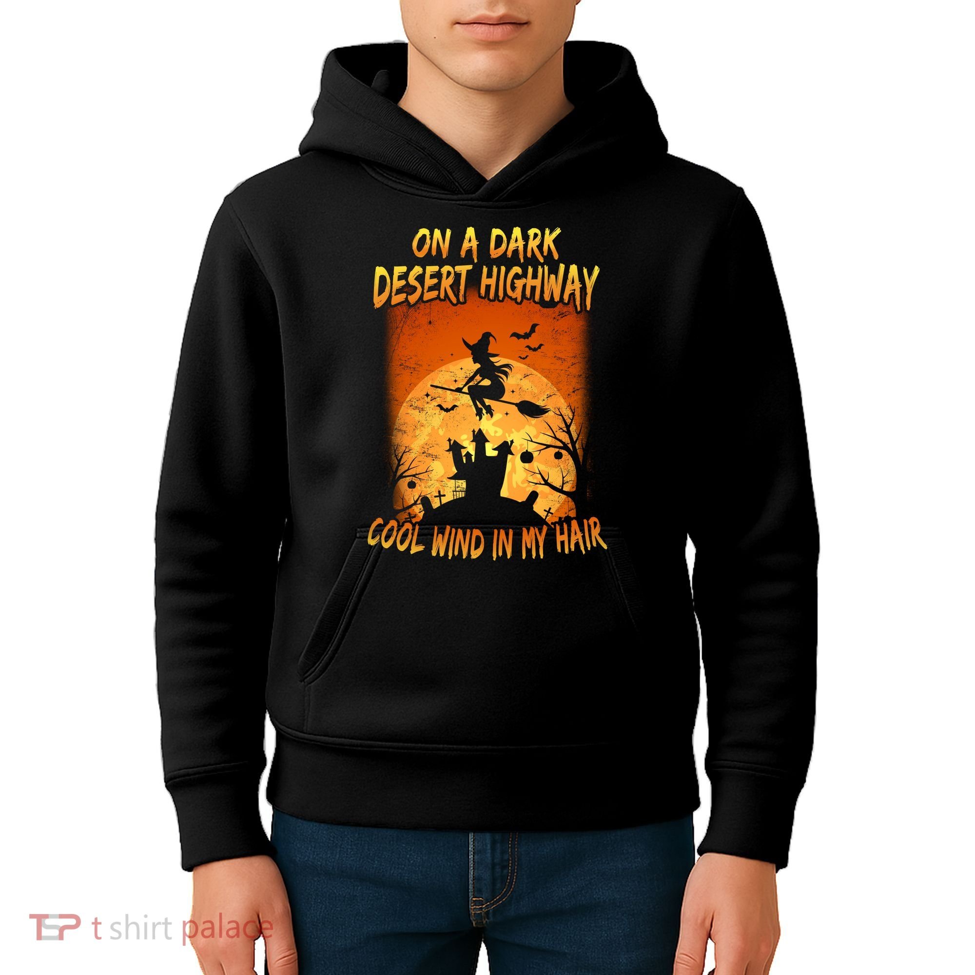Witch On A Dark Desert Highway Witch Cool Wind In My Hair Kids Hoodie
