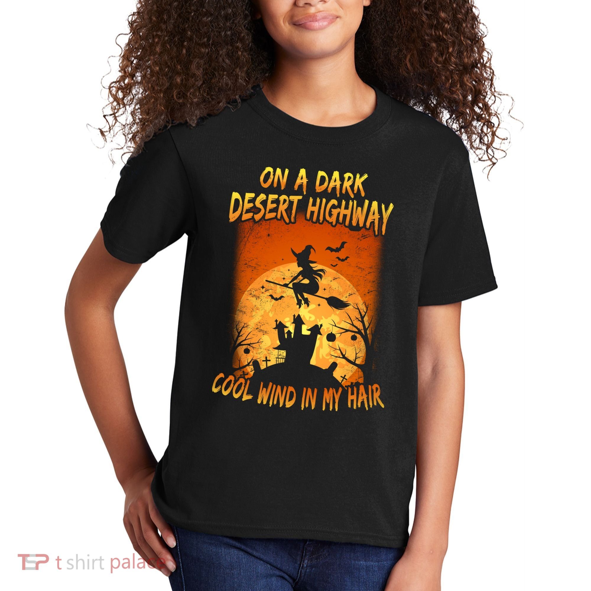 Witch On A Dark Desert Highway Witch Cool Wind In My Hair Kids T-Shirt