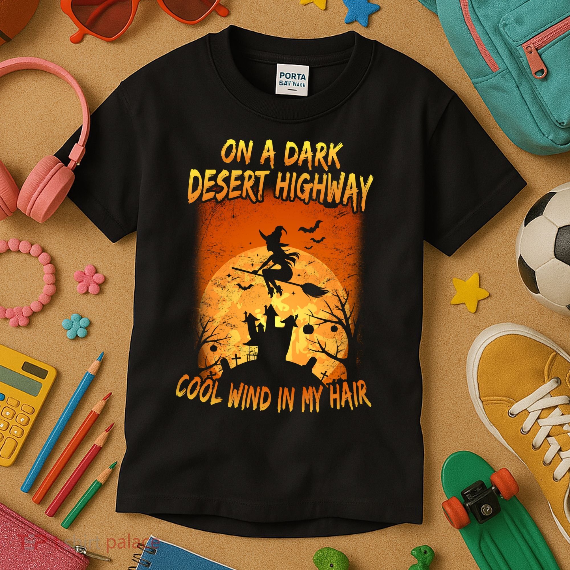 Witch On A Dark Desert Highway Witch Cool Wind In My Hair Kids T-Shirt