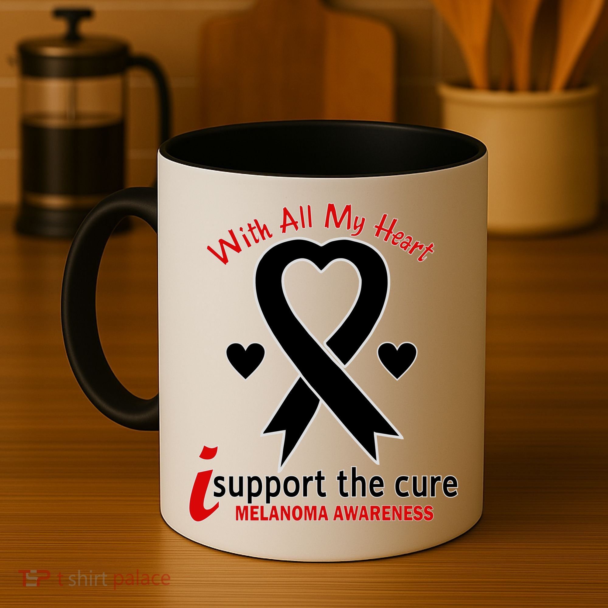 With All My Heart Melanoma Awareness Coffee Mug