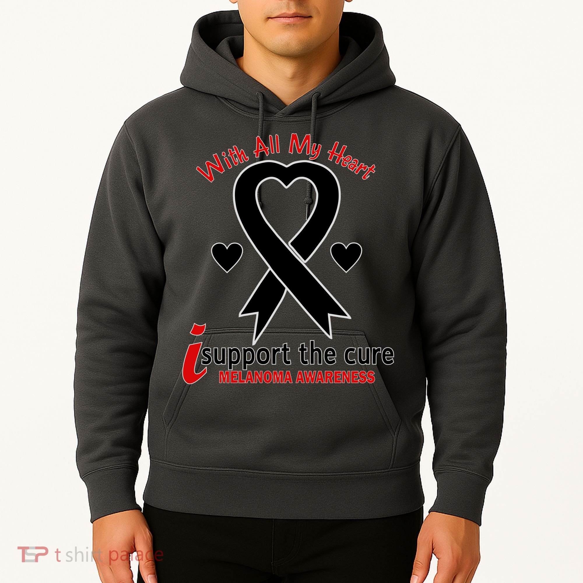 With All My Heart Melanoma Awareness Hoodie