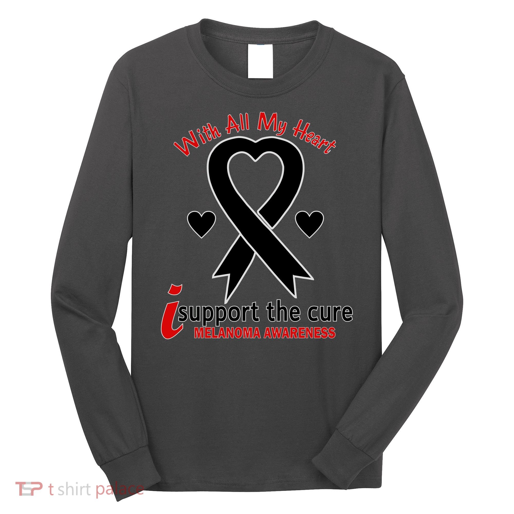 With All My Heart Melanoma Awareness Long Sleeve Shirt