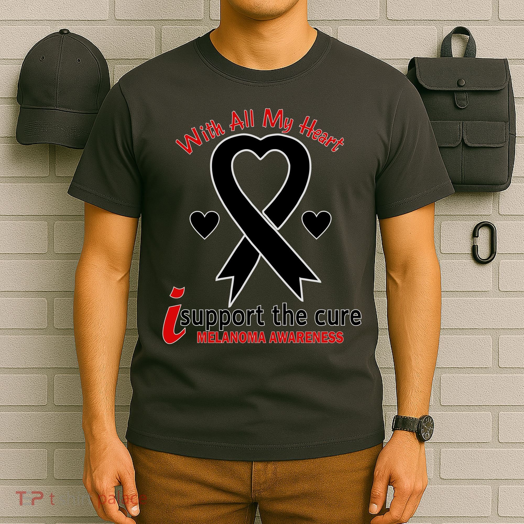 With All My Heart Melanoma Awareness T-Shirt