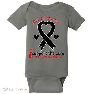 With All My Heart Melanoma Awareness Baby Bodysuit