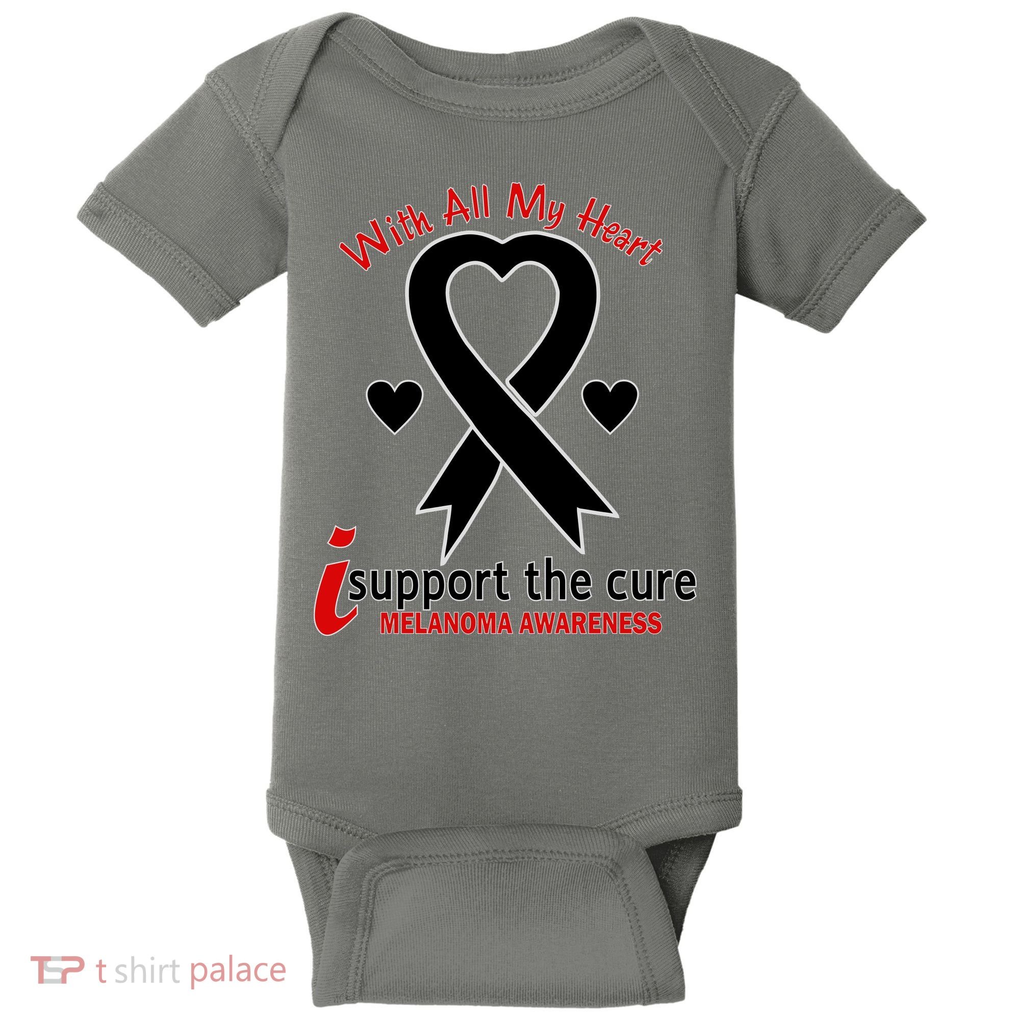 With All My Heart Melanoma Awareness Baby Bodysuit